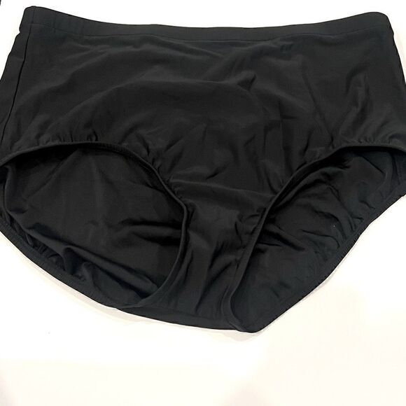 New Swim Solutions Plus Size Mid-Rise Tummy-Control Swim Bottoms Black Size 24W - Picture 11 of 14